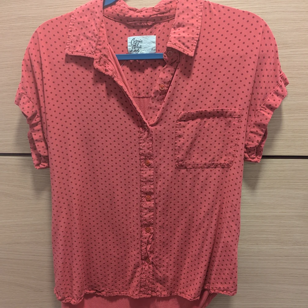 THREE Patterned Button Downs with Pocket Size Medium Cosmic Blue Love - Picture 2 of 9